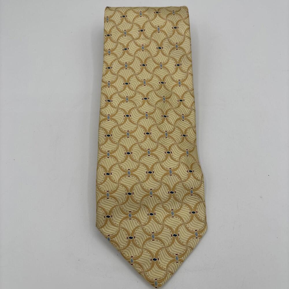 Jos A Bank Mens‎ Formal Necktie 59"Lx4"W Gold Neck Tie Italian Made Silk